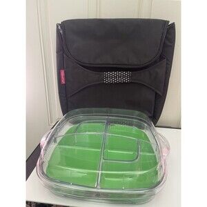 Pampered Chef Large Square Cool & Serve Green Tray w Carry Bag #2292